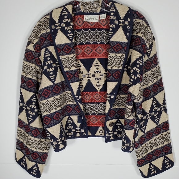 Flashback Jackets & Blazers - Flashback jacket cropped Southwestern Style Cotton Cottage Granny Core Large